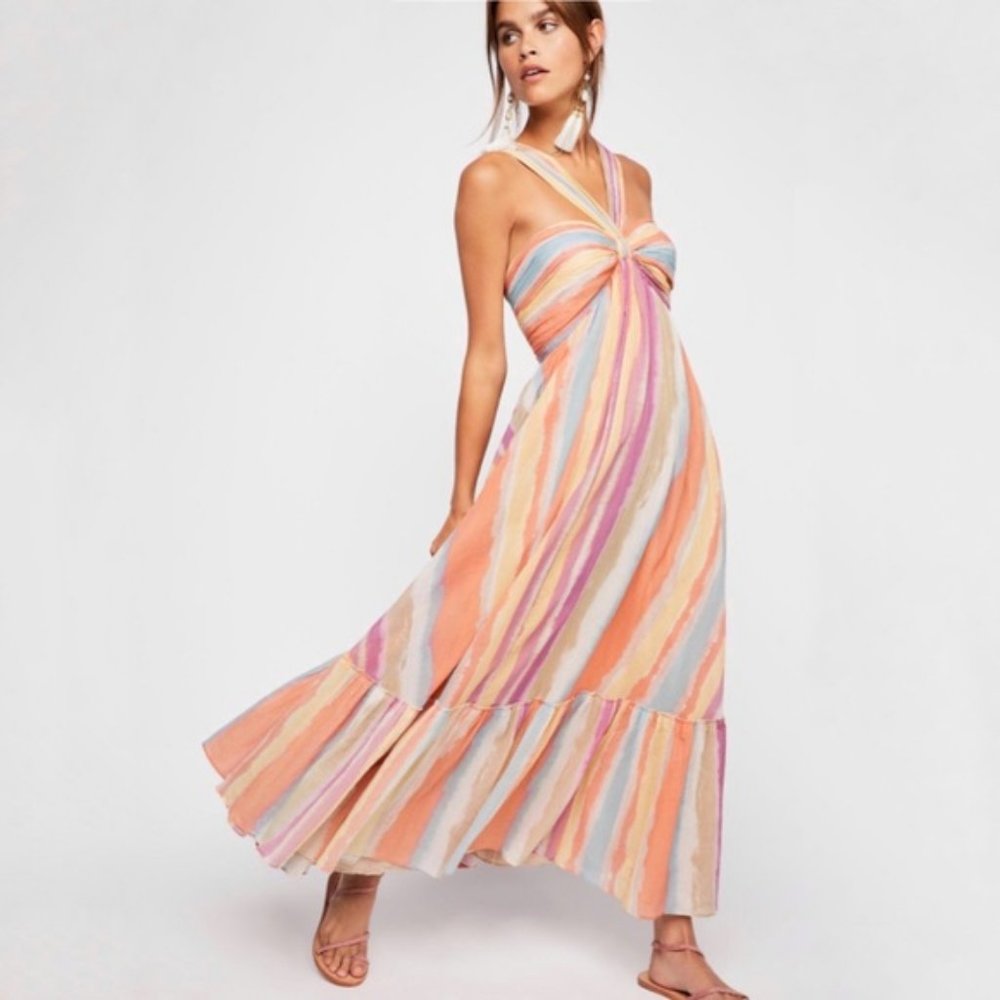 Free People Tropical Sunrise Bandeau Maxi Dress 8